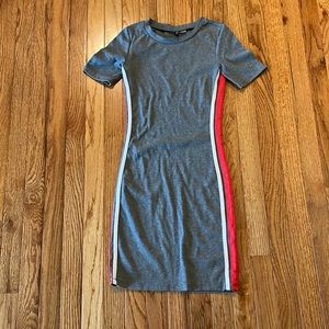 H&M Gray Mini Dress with Red and White Stripes